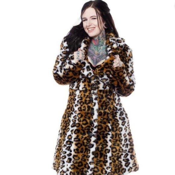 NWT Sourpuss Harlow Leopard Fur Coat - Picture 1 of 8